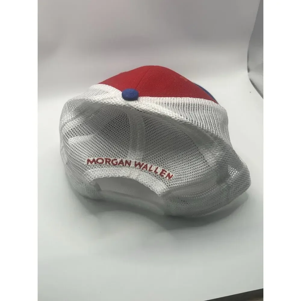Red, White & Blue Trucker Hat with Star Stripe Logo